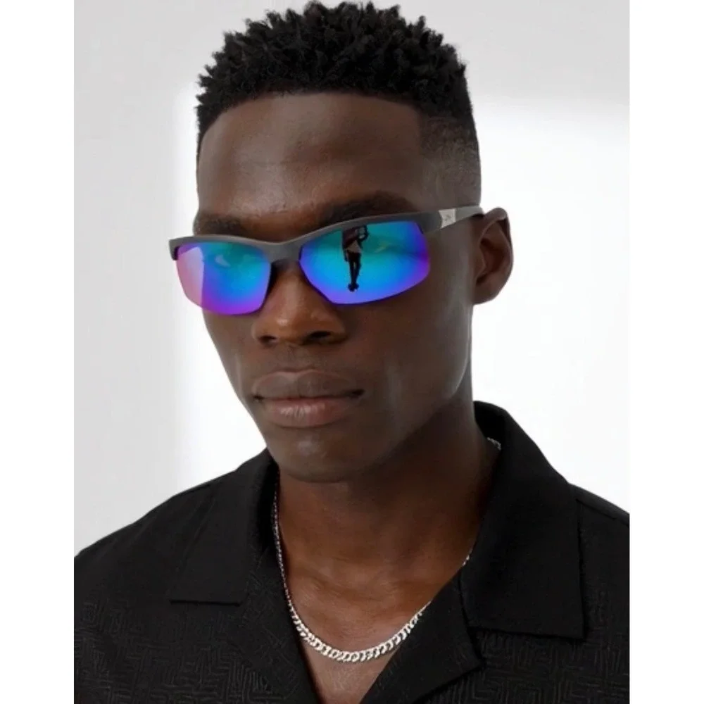 Mens Sunglasses Blue Mirror Lens Driving Fishing Sport UV Protection Comfortable
